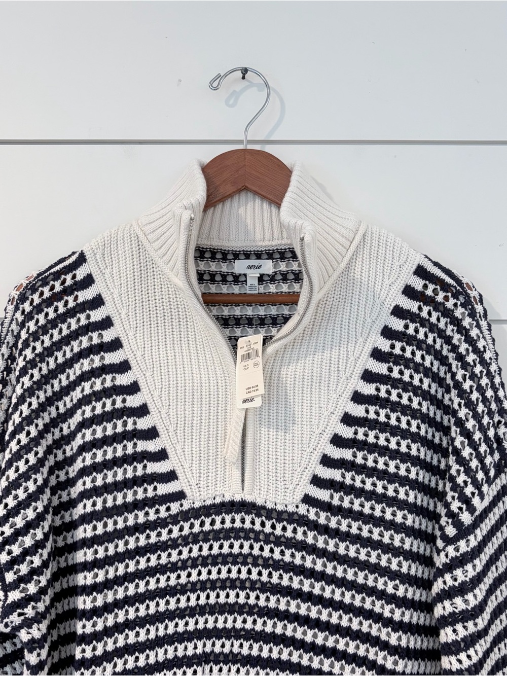 Aerie Coastal Grandmacore Nautical Stripe Oversized Sweater S Preppy Hamptons - Picture 3 of 9